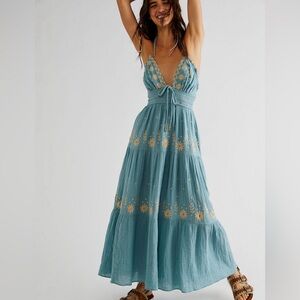 free people embroidered maxi halter dress